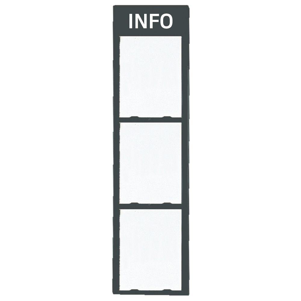 Informationstafel, Info Module, Anthrazitgrauer Plastik, mit Apet-Frontplatte