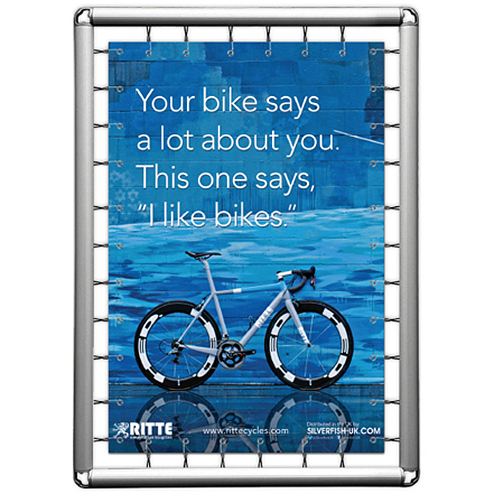 Bannerdisplay Omni Frame, mit Haken und Gummiband, Ohne Ösen