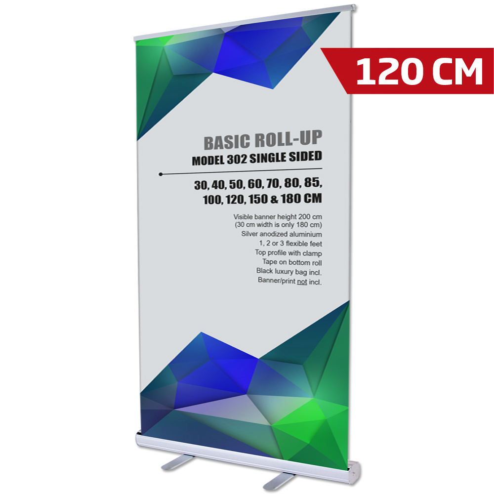 Roll-Up Basic, Basic, Einseitig, Aluminium, Silber