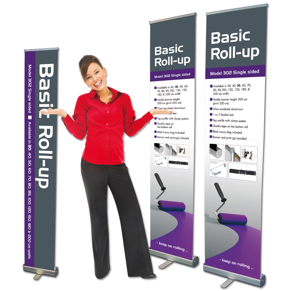Roll-Up Basic, Basic, Einseitig, Aluminium, Silber