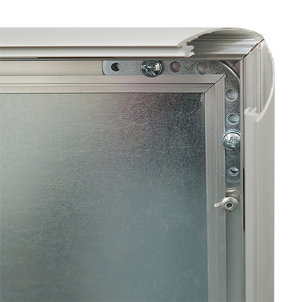 Kundenstopper mit Logoplatte, Alu-Line Logo Change, Silber