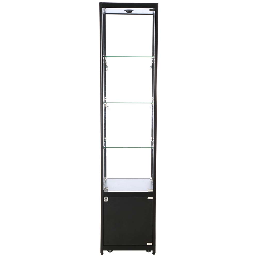 Vitrine, Showcase Tower Solo, Mit LED-Beleuchtung, Schloss und Unterschrank, Schwarz