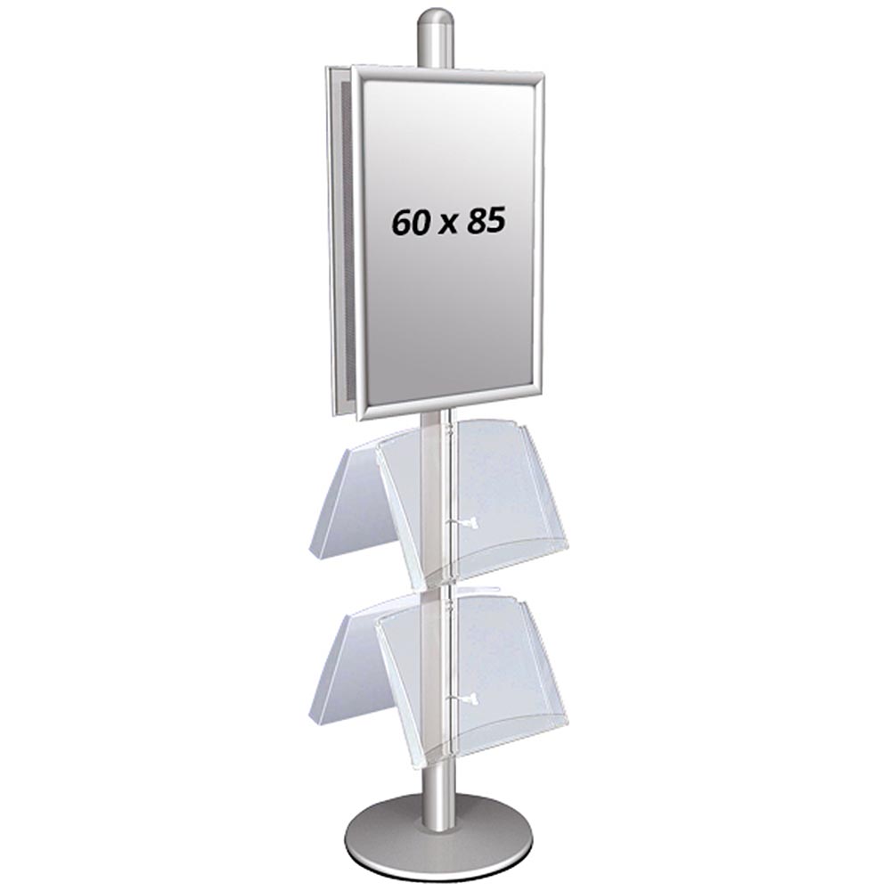 Infoständer, Multistand, Doppeltseitig, 4 Acrylregale, 2 Klapprahmen