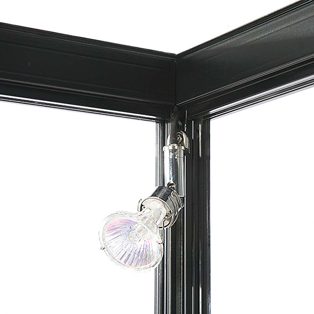 Vitrine, Showcase Counter Solo mit Unterschrank, LED-Beleuchtung, m. Schloss, Schwarz