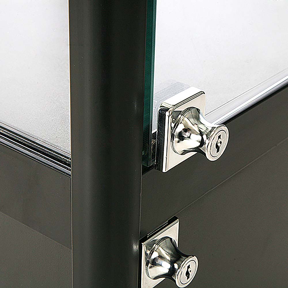 Vitrine, Showcase Counter Solo mit Unterschrank, LED-Beleuchtung, m. Schloss, Schwarz