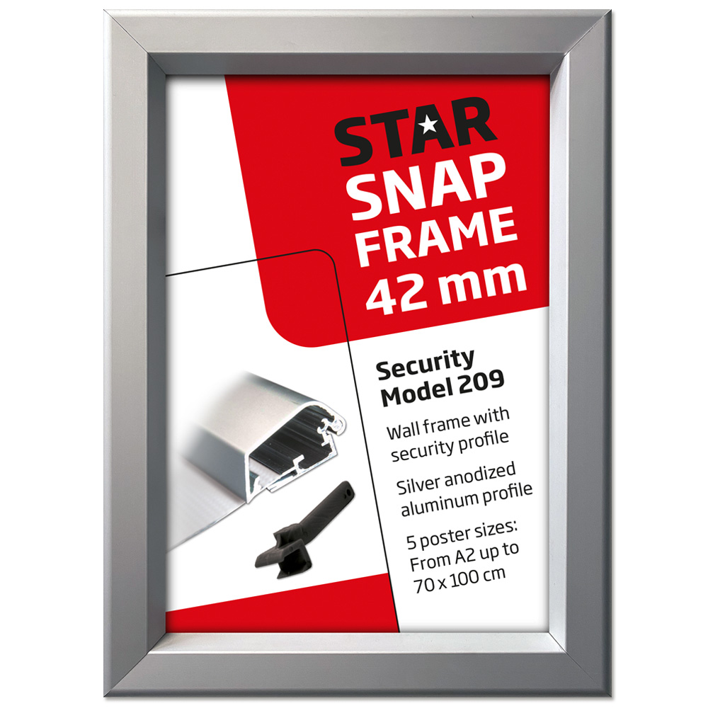 Klapprahmen, Security Frame, 42 mm Aluminiumprofil, Silber