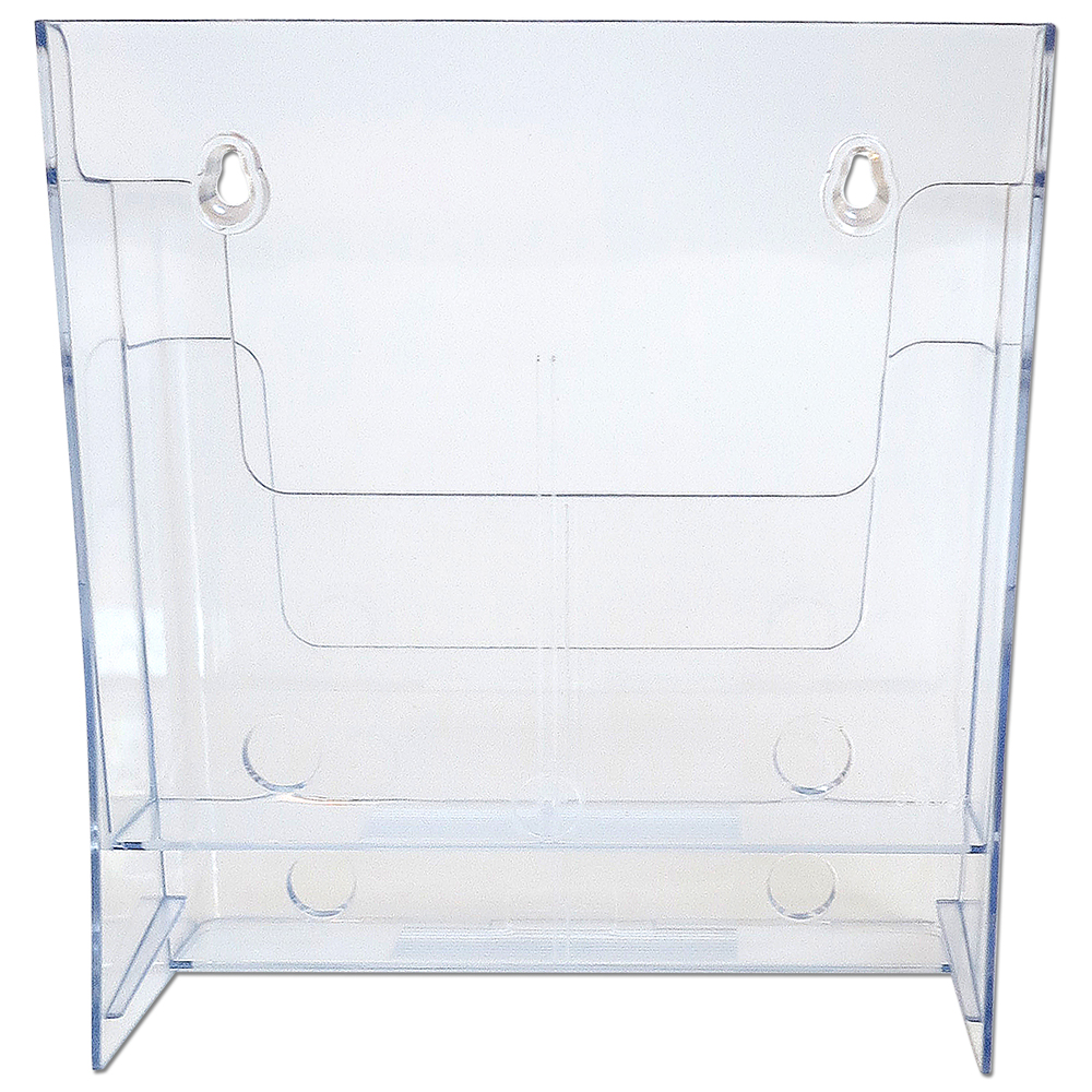 Prospekthalter, Tisch- und Wandmontage, Klares Acryl, 2 Taschen