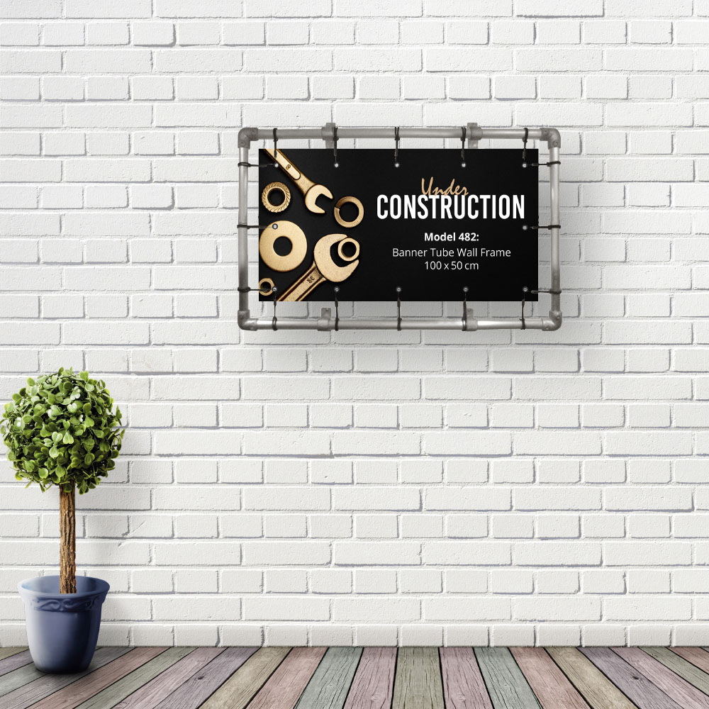 Bannerdisplay, Draußen, Wandmontage, Banner Tube Wall Frame, Aluminiumrohr 0.3 mm Ø 48 mm