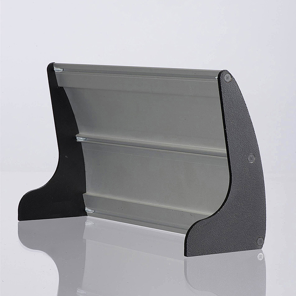 Namensschild für Tisch, Aluminiumprofil, Silber/Schwarz