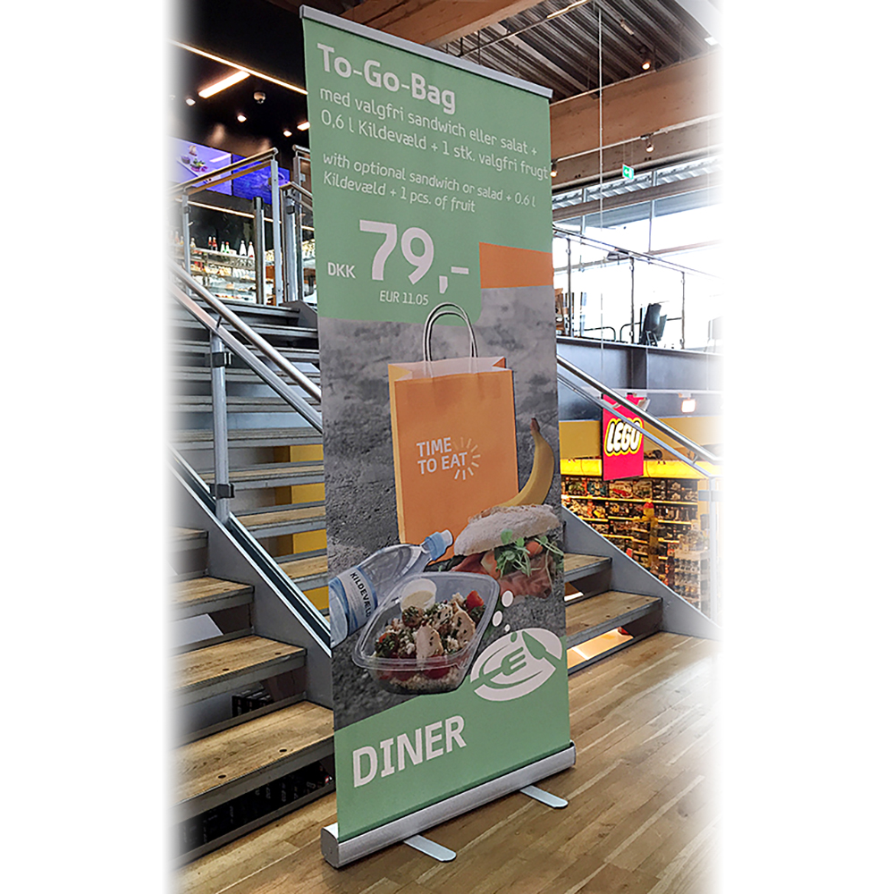 Roll-up Kassette, Budget, einseitig, Aluminium/Silber, 85 cm