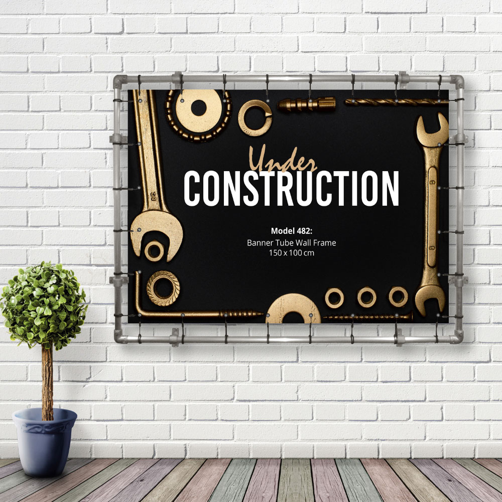 Bannerdisplay, Draußen, Wandmontage, Banner Tube Wall Frame, Aluminiumrohr 0.3 mm Ø 48 mm
