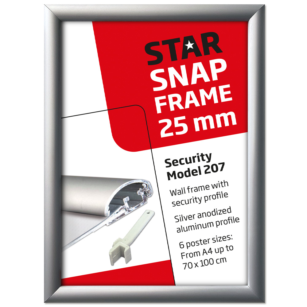 Klapprahmen, Security Frame, 25 mm Aluminiumprofil, Silber