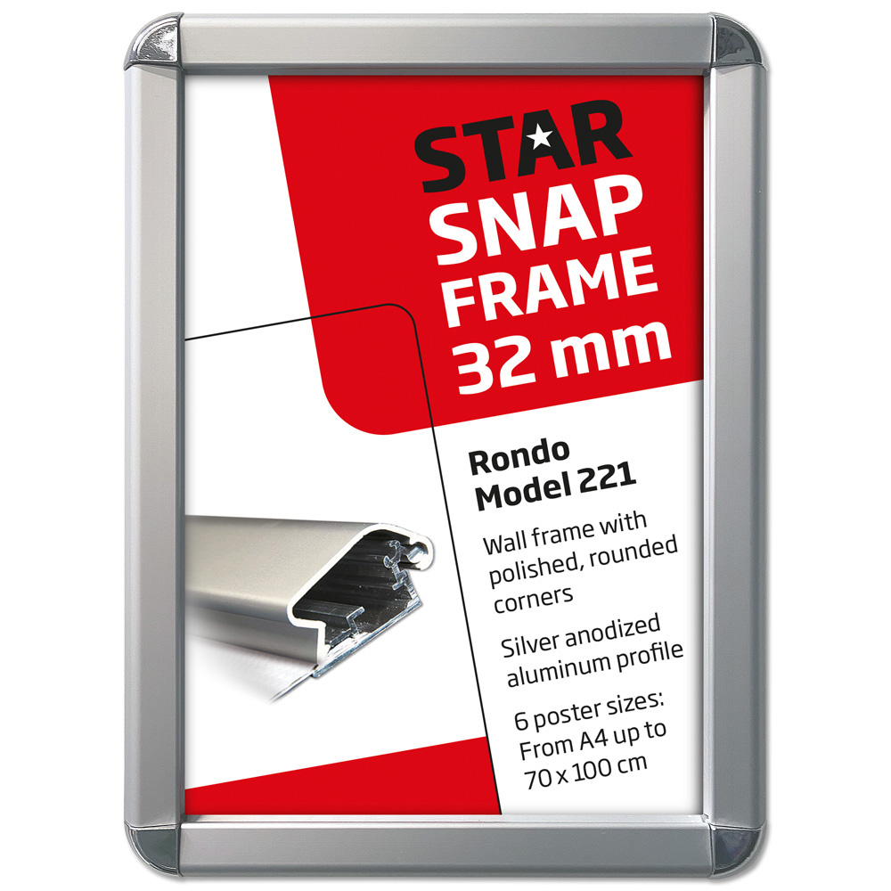 Klapprahmen, Rondo, Silber, 32 mm Aluminiumprofil