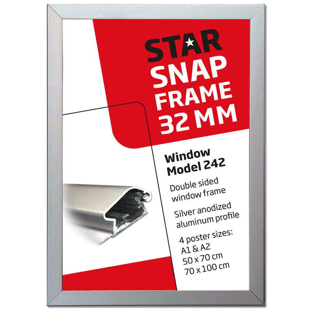 Klapprahmen, Window, 32 mm Aluminiumprofil, Doppeltseitig, Silber