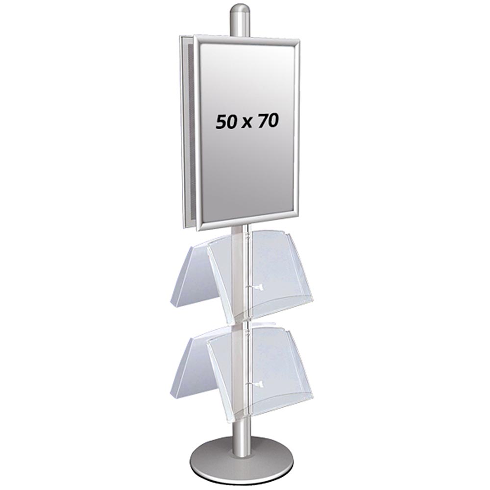 Infoständer, Multistand, Doppeltseitig, 4 Acrylregale, 2 Klapprahmen