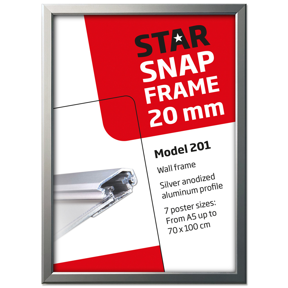 Klapprahmen, 20 mm Aluminium Flachprofil, Silber