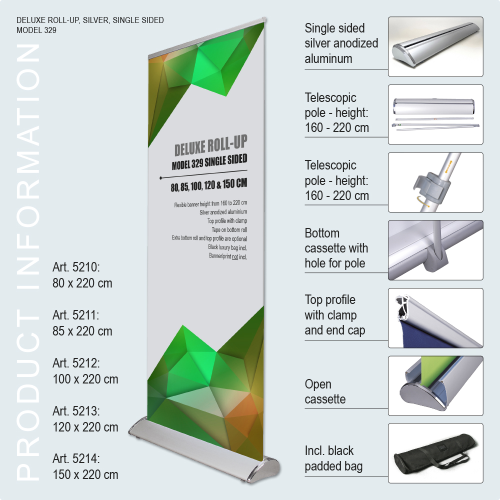 Roll-Up Basic, Deluxe, Einseitig, Aluminium