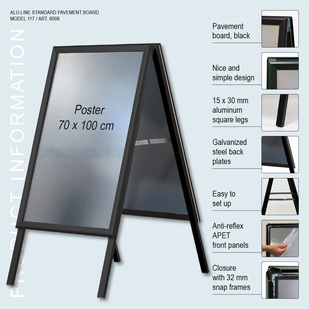 Kundenstopper, Alu-Line Standard, 32 mm, Schwarz