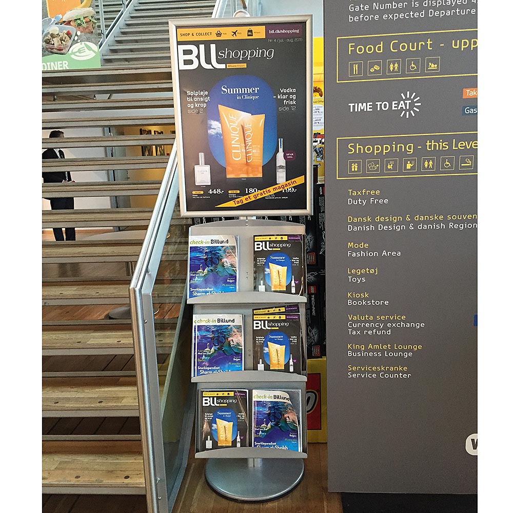 Infoständer, Multistand, Doppeltseitig, 4 Stahlregale, 2 Klapprahmen
