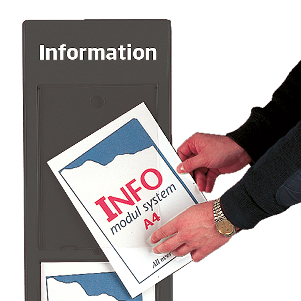 Informationstafel, Info Module, Anthrazitgrauer Plastik, mit Apet-Frontplatte