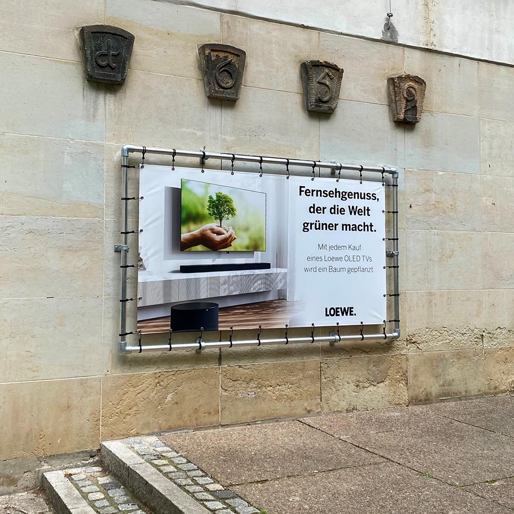 Bannerdisplay, Draußen, Wandmontage, Banner Tube Wall Frame, Aluminiumrohr 0.3 mm Ø 48 mm