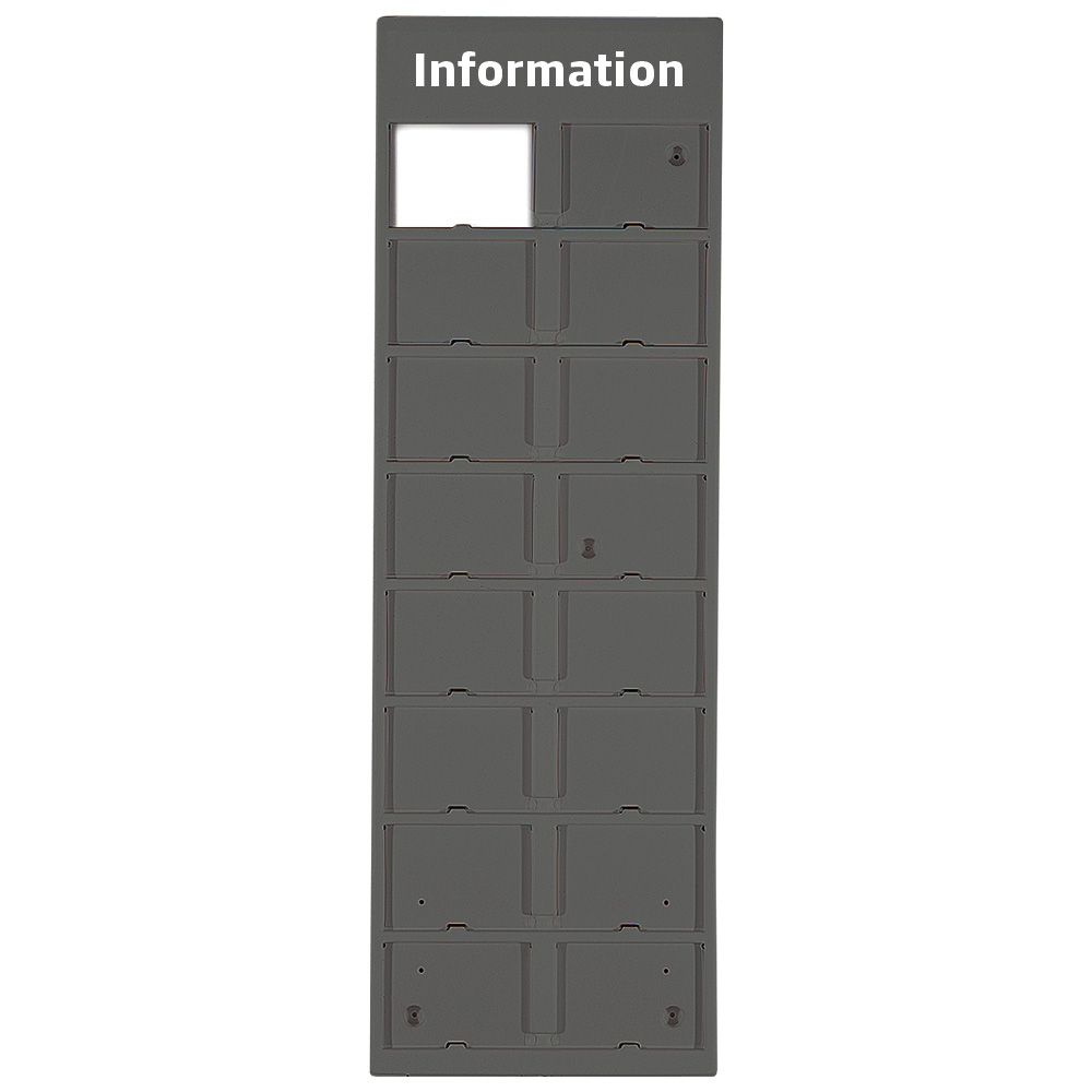 Informationstafel, Info Module, Anthrazitgrauer Plastik, mit Apet-Frontplatte
