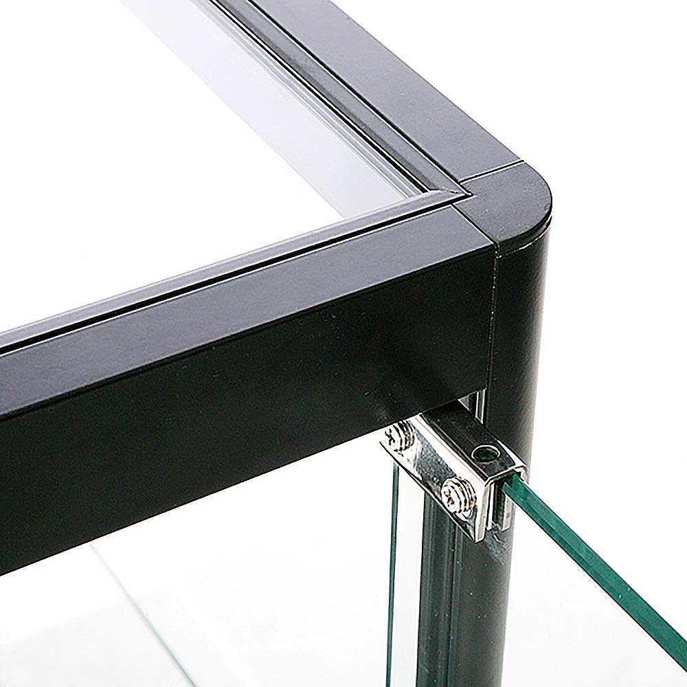Vitrine, Showcase Counter Solo mit Unterschrank, LED-Beleuchtung, m. Schloss, Schwarz