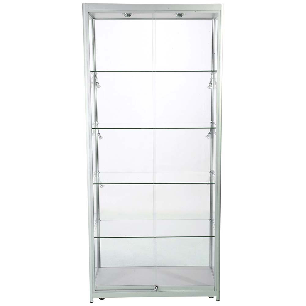 Vitrine, Showcase Tower Duo, LED-Licht, mit Schloss, Silber