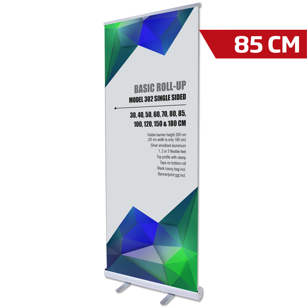 Roll-Up Basic, Basic, Einseitig, Aluminium, Silber