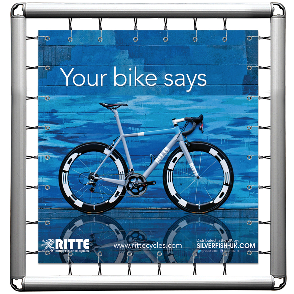 Bannerdisplay Omni Frame, mit Haken und Gummiband, Ohne Ösen