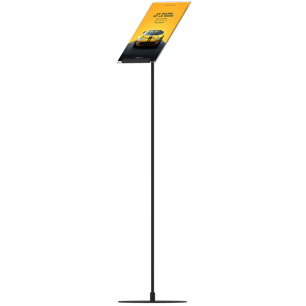 Infoständer, Design Stand, Acrylhalter, Schwarz, 132 cm Groß