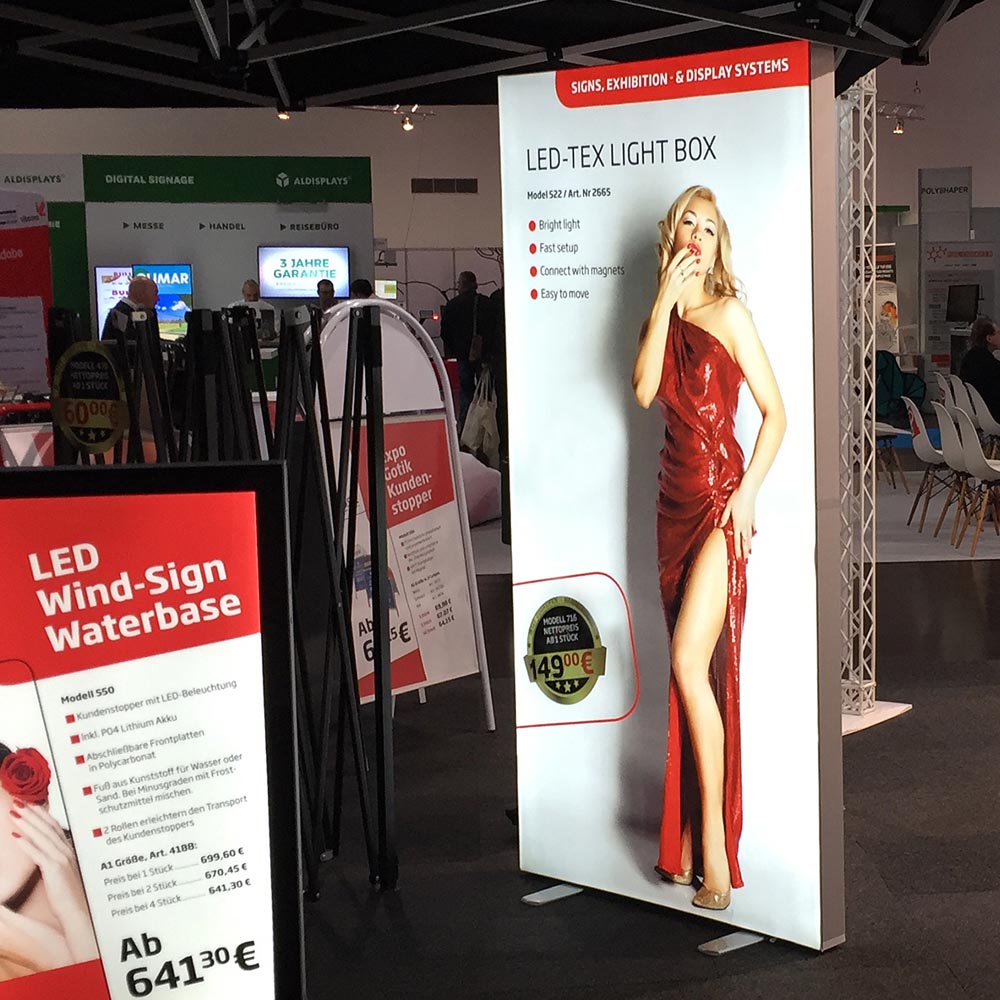 Led Lichtwand, Led-Tex, Doppeltseitig, Led-Beleuchteter Textilrahmen