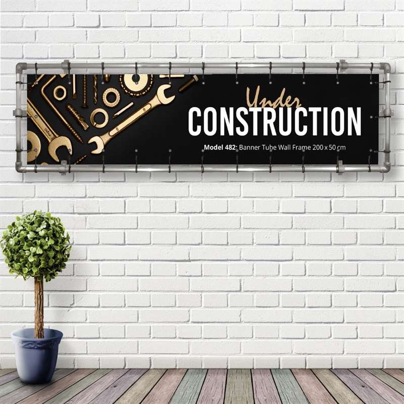 Bannerdisplay, Draußen, Wandmontage, Banner Tube Wall Frame, Aluminiumrohr 0.3 mm Ø 48 mm
