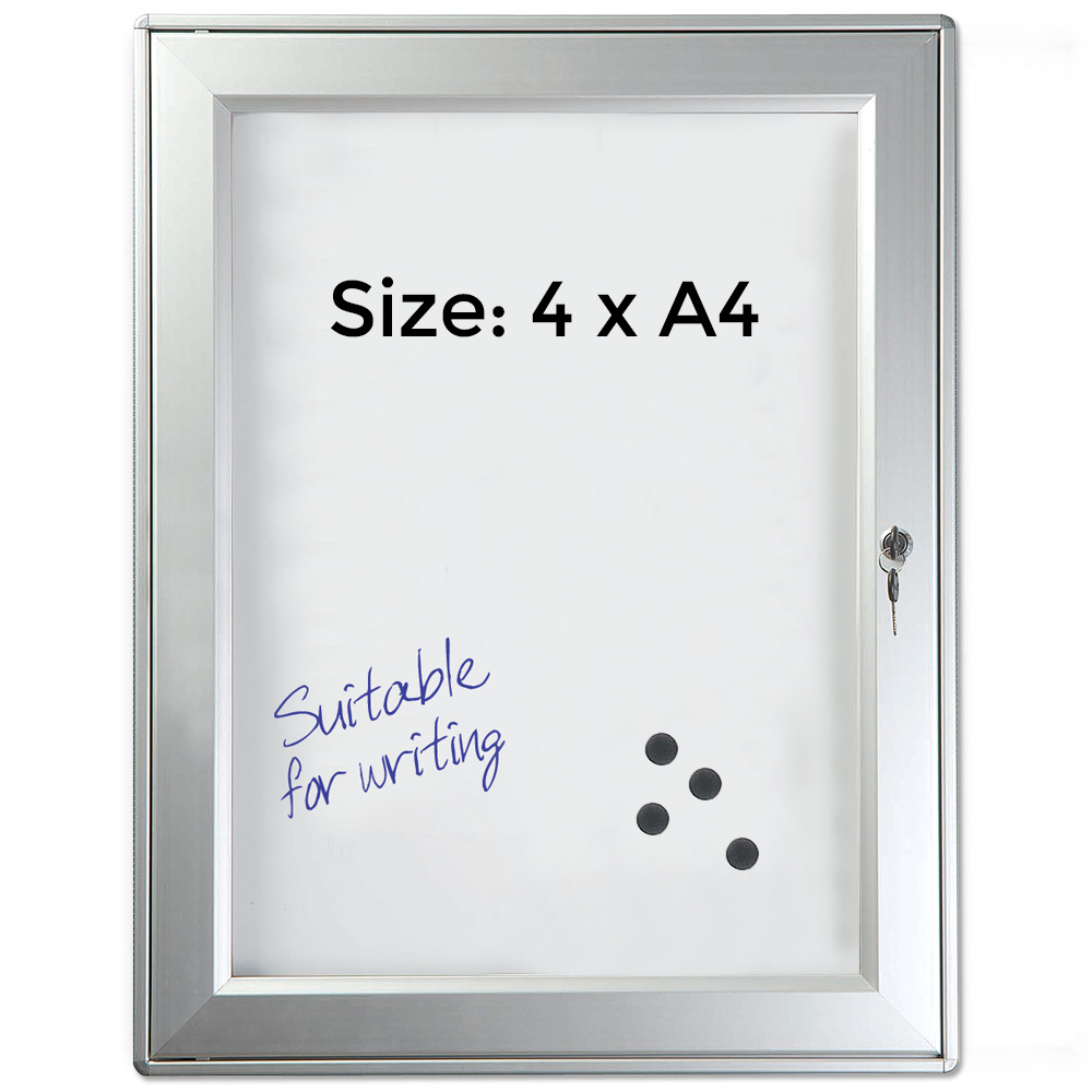 Schaukasten, Infobox, Magnetisch, Silber, mit Schloss