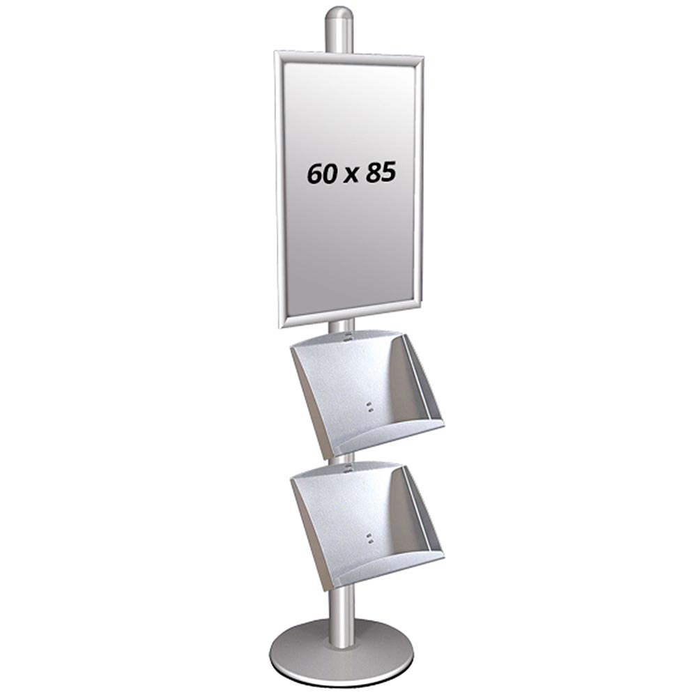 Infoständer mit Prospekthalter Multistand, Einseitig, 1X 25mm Rahmen, 2 X Stahlregale