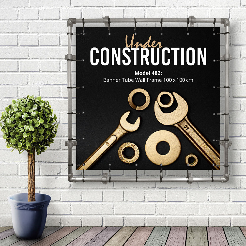Bannerdisplay, Draußen, Wandmontage, Banner Tube Wall Frame, Aluminiumrohr 0.3 mm Ø 48 mm